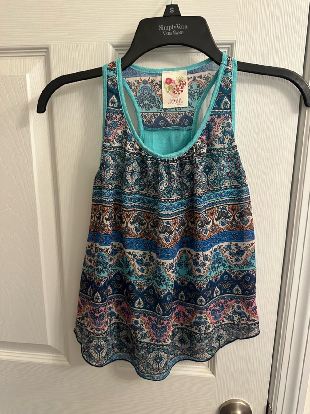 Kiddo By Katie Size 7/8 Girls Kids Sleeveless Tank Top Flowy Bohemian Shirt